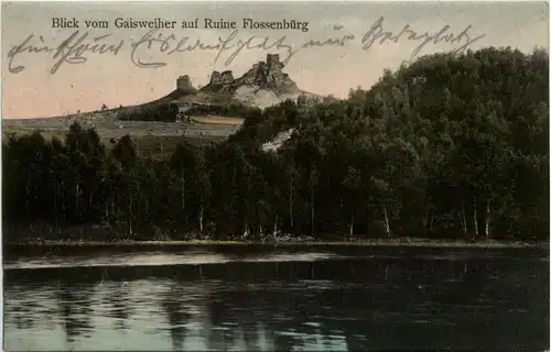 Oberpfalz/Bayern, Div.Orte - Blick vom Gaisweiher auf Ruine Flossenbürg -338130