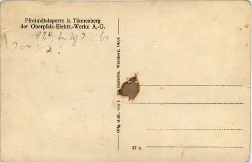 Bayern/Oberpfalz/div.Orte und Umgebung - Pfreimdtalsperre b. Tännesberg der Opberpfalz-Elektr.-Werke A.G. -338838