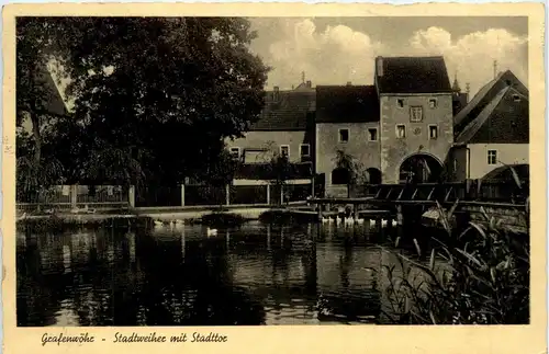 Bayern/Oberpfalz/Grafenwöhr - Stadtweiher mit Stadttor -339806