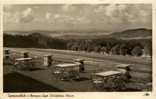 Bayern/Oberpfalz, div.Orte und Umgebung - Terrassenblick v. Hermann Esser Schutzhaus Silberhütte, -338916