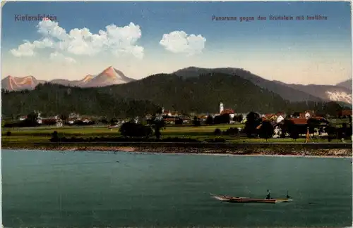 Oberbayern/ div. Orte und Umgebung - Kiefersfelden, Panorama gegen den Brünstein im Innfähre -338226