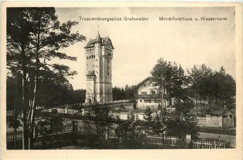 Bayern/Grafenwöhr - Truppenübungsplatz - Militärforsthaus und Wasserturm -340052