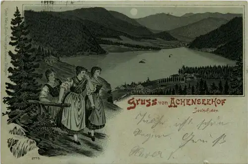 Gruss von Achenseehof - Seehof - Litho -70394