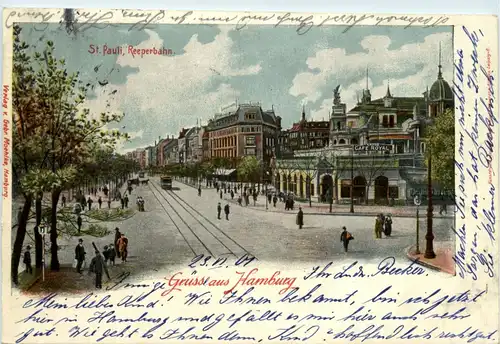 Gruss aus Hamburg - Litho - Reeperbahn -71524