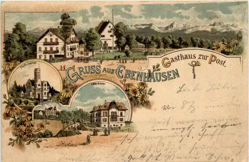 Gruss aus Ebenhausen - Gasthaus zur Post - Litho -72214