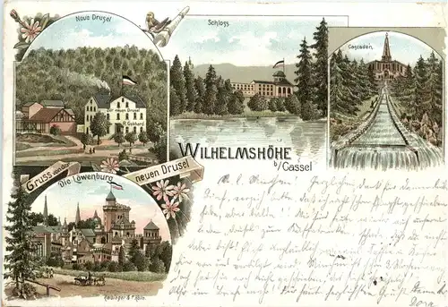 Gruss von der neuen Drusel Wilhelmshöhe bei Kassel - Litho -70850