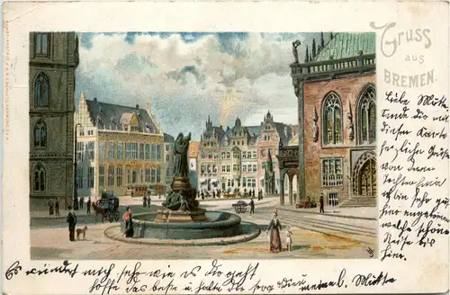 Gruss aus Bremen - Litho -71648