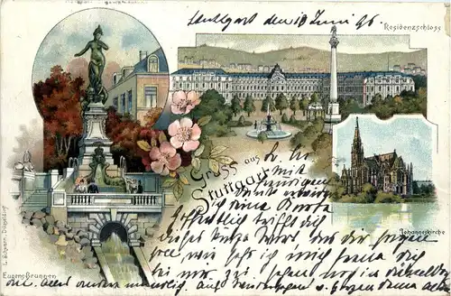 Gruss aus Stuttgart - Litho 1896 -71632
