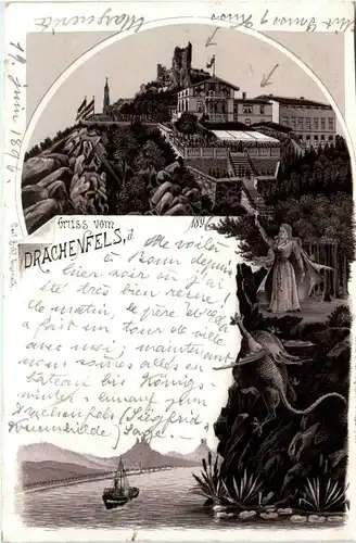 Gruss vom Drachenfels - Litho 1896 -71626
