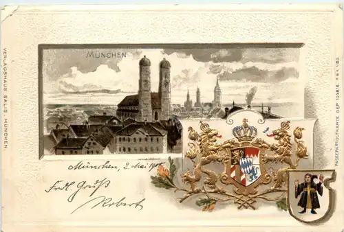 München - Litho - Prägekarte -72202