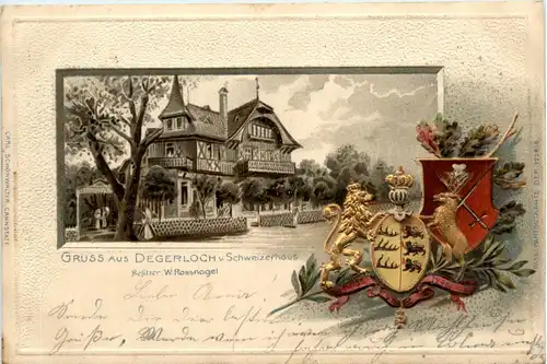 Gruss aus Degerloch - Litho - Prägekarte -73364