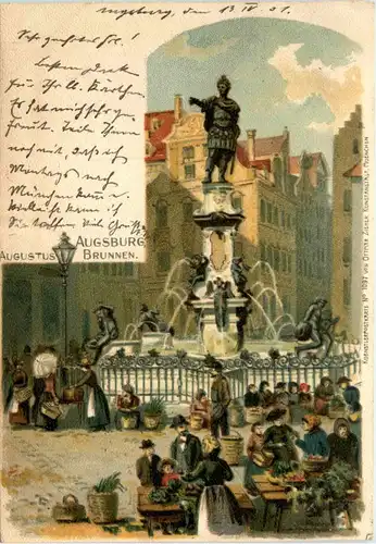 Augsburg- Augustus Brunnen - Litho -72092