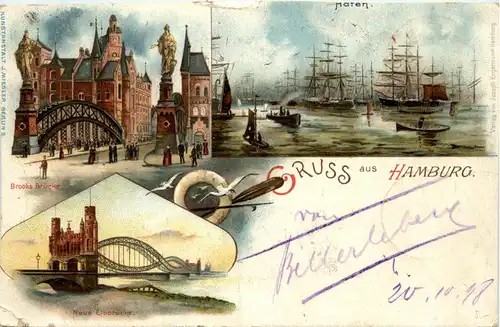 Gruss aus Hamburg - Litho -71362