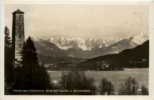 Klagenfurt, Schrotturm, Blick auf loretto und Karawanken -352774