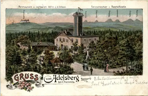 Gruss vom Adelsberg bei Chemnitz - Litho -71098