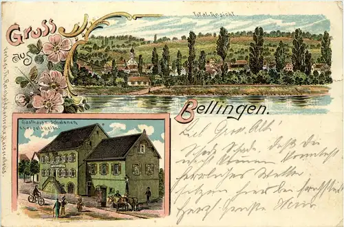 Gruss aus Bellingen - Gasthaus zum Schwanen - Litho -71258