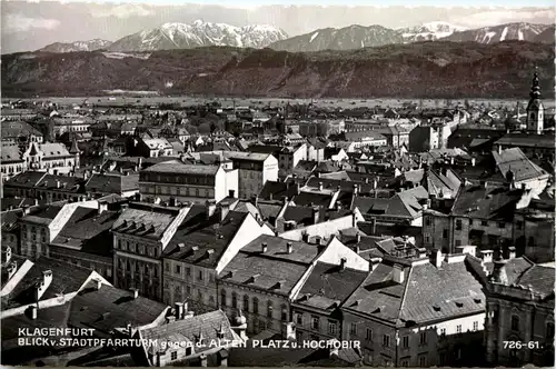 Klagenfurt, Blick v. Stadtpfarrturm gegen d. alten Platz u. Hochobir -352758