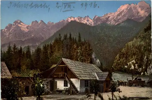 Gesäuse, Gasthaus zur Bachbrücke mit Hochtor -353584