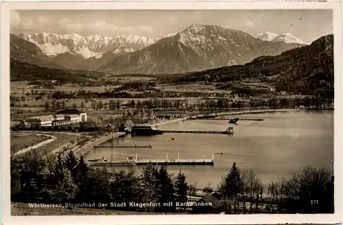 Klagenfurt, Wörthersee, Strandbad mit Karawanken -352872