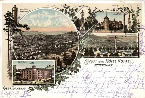 Gruss aus Hotel Royal Stuttgart - Litho 1896 -71638