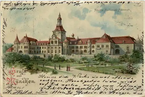 Gruss aus München - Litho - Neues National-Museum -73438