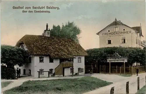 Salzburg - Gasthof zum Sandwirt über dem Eisenbahnsteg -71798