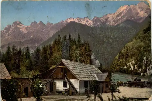 Gesäuse, Gasthaus zur Bachbrücke mit Hochtor -353578