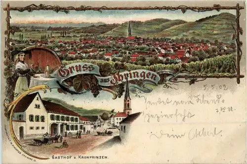 Gruss aus Ihringen - Litho - Gasthof zum Kronprinzen -73276