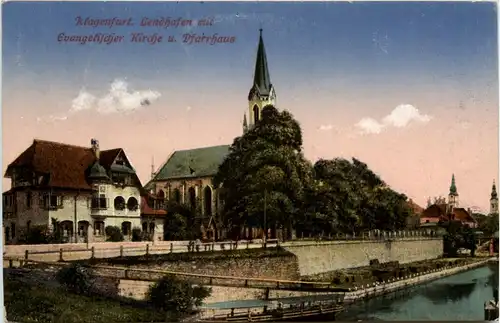 Klagenfurt, Lendhafen mit evangel. Kirche und Pfarrhaus -353832