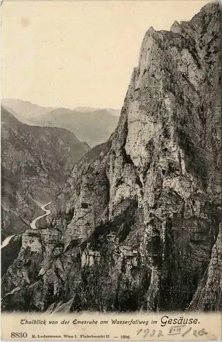 Gesäuse, Talblick von der Emesruhe am Wasserfallweg -353510