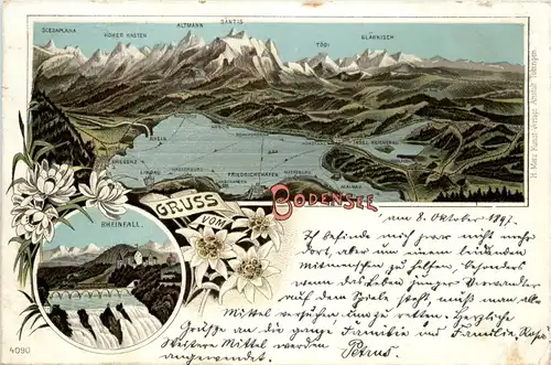 Gruss vom Bodensee Rheinfall - Litho -73616