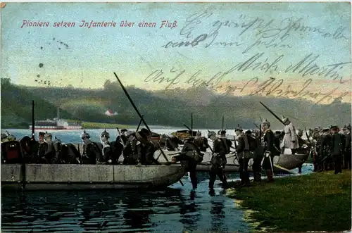 Pioniere setzen Infanterie über den Fluss - Feldpost -292644