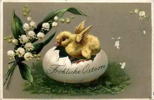 Ostern - Kücken in Ei - Prägkarte -422214