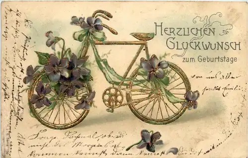 Geburtstag - Fahrrad - Prägekarte -422284