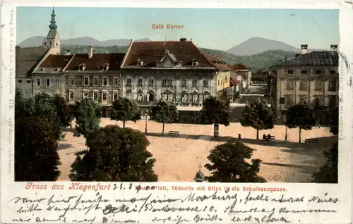 Klagenfurt, Neuer Platz, Südseite mit Blick in die Schulhausgasse -355288