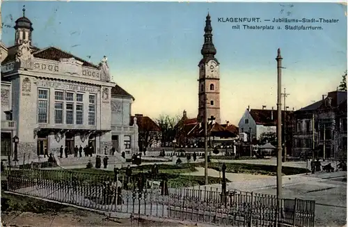 Klagenfurt, Jubiläums-Stadttheater mit Theaterplatz u.Stadtpfarrturm -355308