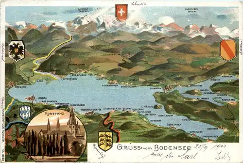 Gruss vom Bodensee Konstanz - Litho -73620