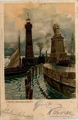 Lindau - Hafeneinfahrt - Litho -293346