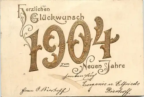 Neujahr - Jahreszahl 1904 - Prägekarte -422368