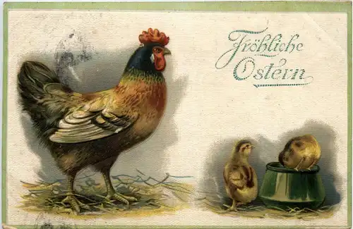 Ostern - Hühner - Prägekarte -422388