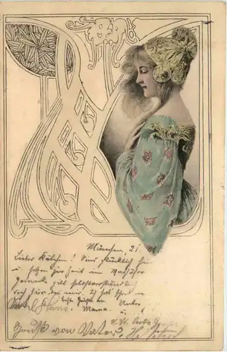 Künstlerkarte M. M. Vienne - Jugendstil - Frau -423224