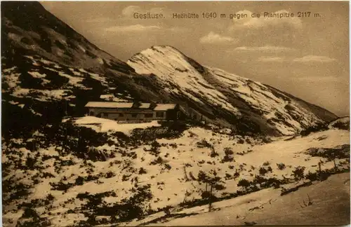 Gesäuse, Hesshütte gegen die Planspitze -354826