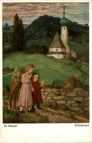 Künstlerkarte Matthäus Schiestl - Schutzengel -423434