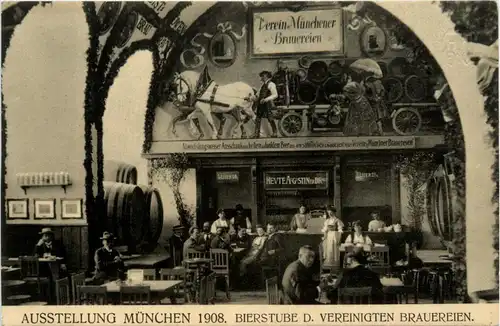 München - Ausstellung 1908 - Bierstube Brauerei -423494