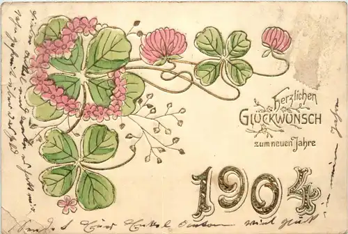 Neujahr - Jahreszahl 1904 - Prägekarte -422802