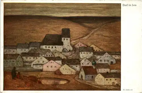Künstlerkarte Matth. Schiestl - Dorf im Jura -423198