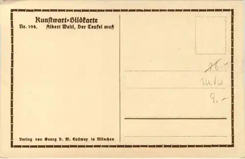 Künstlerkarte Albert Welti - Der Teufel Muss -423380