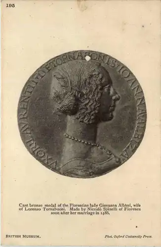 Bronze medal Florentine lady Giovanna Albizzi -424676