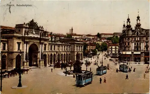 Zürich - Bahnhofplatz mit Tram -425578