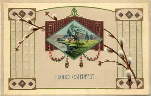 Ostern - Prägekarte - Jugendstil -422352